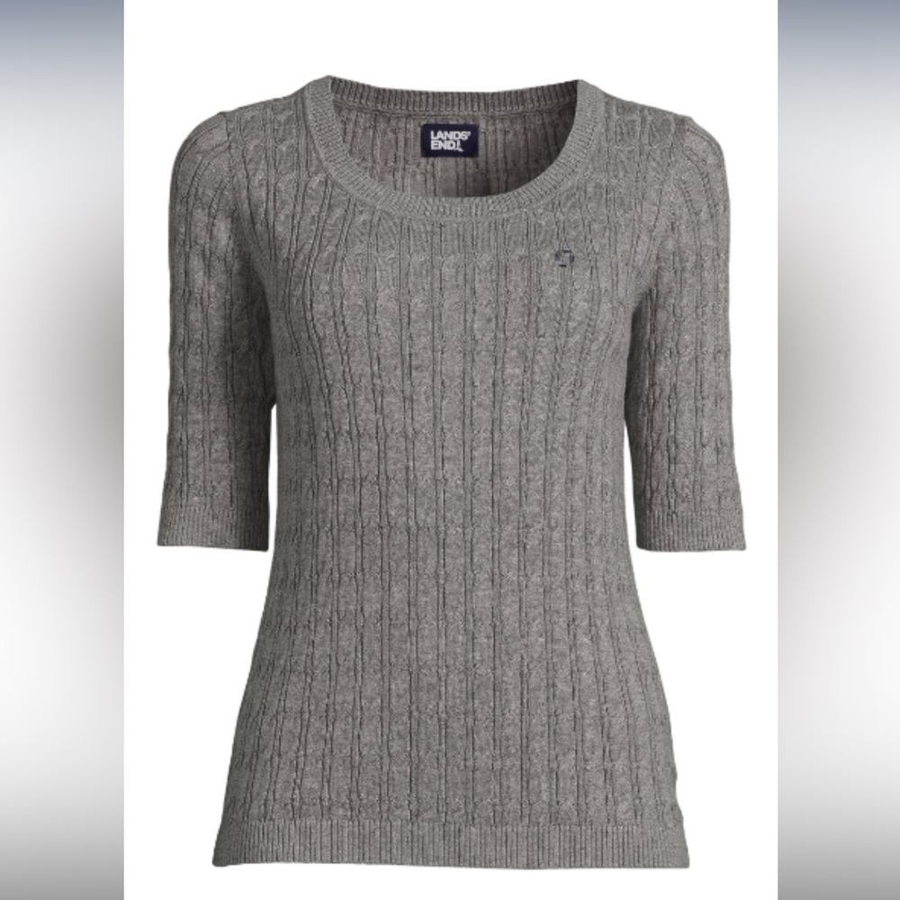 Chase Cotton Modal Half Sleeve Scoop Cable Pullover Sweater